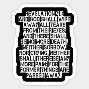 Revelation 21:4 King James Version Bible Verse Typography Sticker